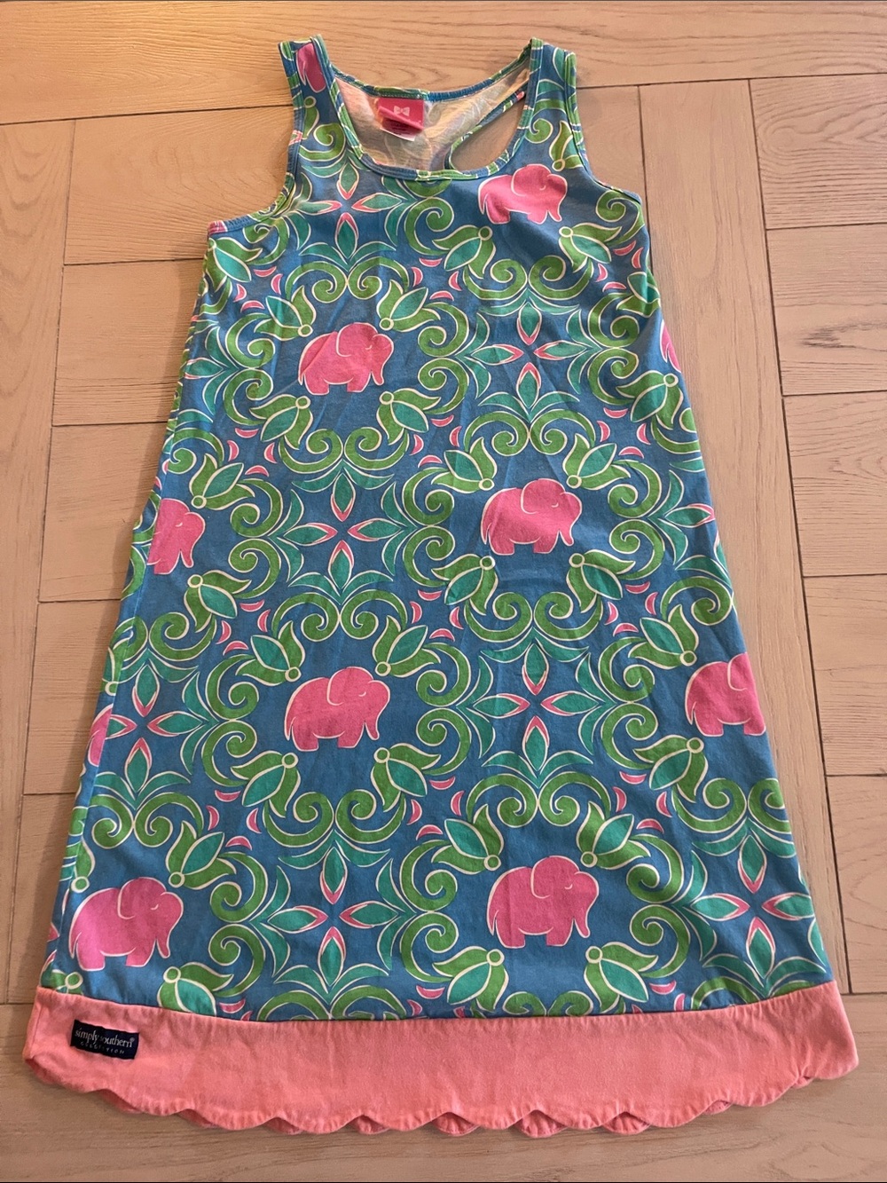 Simply Southern Blue Dress with Pink Elephant Print